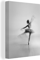 Tableau Toile Ballerine faisant un tour - noir et blanc - 60x80 cm - Art Décoration murale