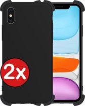 Hoes voor iPhone Xs Hoesje Siliconen Case Shock Proof Hoes - Hoes voor iPhone Xs Hoes Back Cover Hoesje - Zwart - 2 PACK