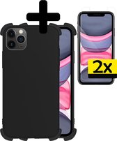 Hoes voor iPhone 11 Pro Hoesje Zwart Shock Proof Case Met 2x Screenprotector - Hoes voor iPhone 11 Pro Case Hoesje - Hoes voor iPhone 11 Pro Hoes Cover