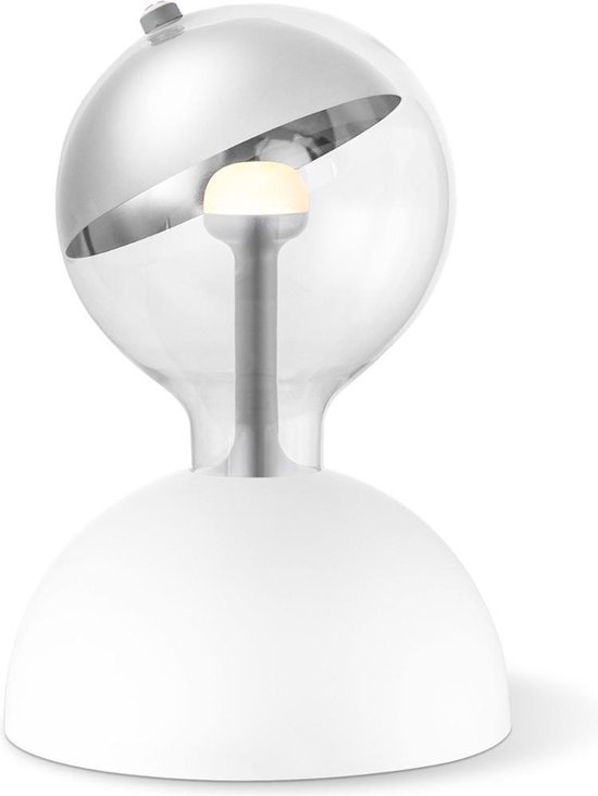 Home Sweet Home tafellamp Move Me - tafellamp Bumb inclusief LED Move Me lamp - lamp 17 cm - tafellamp hoogte 25 cm - inclusief E27 LED lamp - wit/zilver