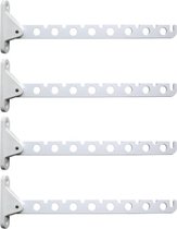 Set van 5x stuks kledinghaak inklapbaar wit 30 cm - Kledinghangerhaak/kledinghaak voor aan de muur - voor 16 hangers