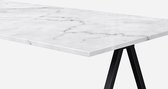 Marmeren Eettafel - Carrara Wit (V-poot) - 160 x 100 cm  - Gezoet