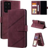 Voor Samsung Galaxy Note20 Ultra Skin Feel Business Horizontale Flip PU Lederen Case met Houder & Multi-kaartsleuven & Portemonnee & Lanyard & Fotolijst (Wijnrood)