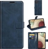 Retro kalf patroon gesp horizontale flip lederen tas met houder & kaartsleuven & portemonnee voor Samsung Galaxy M12/F12 (blauw)