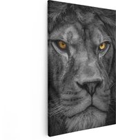 Artaza Canvas Schilderij Leeuw - Leeuwenkop - Zwart Wit - 40x60 - Poster Foto op Canvas - Canvas Print