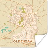 Poster Stadskaart - Oldenzaal - Vintage - 75x75 cm - Plattegrond