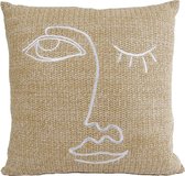 Dulaire Sierkussen Abstract Gezicht Beige Jute / Katoen 40x40 - incl. vulling