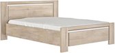 GAMI Volwassen bed 140x190 Dik - Eiken decor - Made in France - L168 x D197 x H87 - OLERON