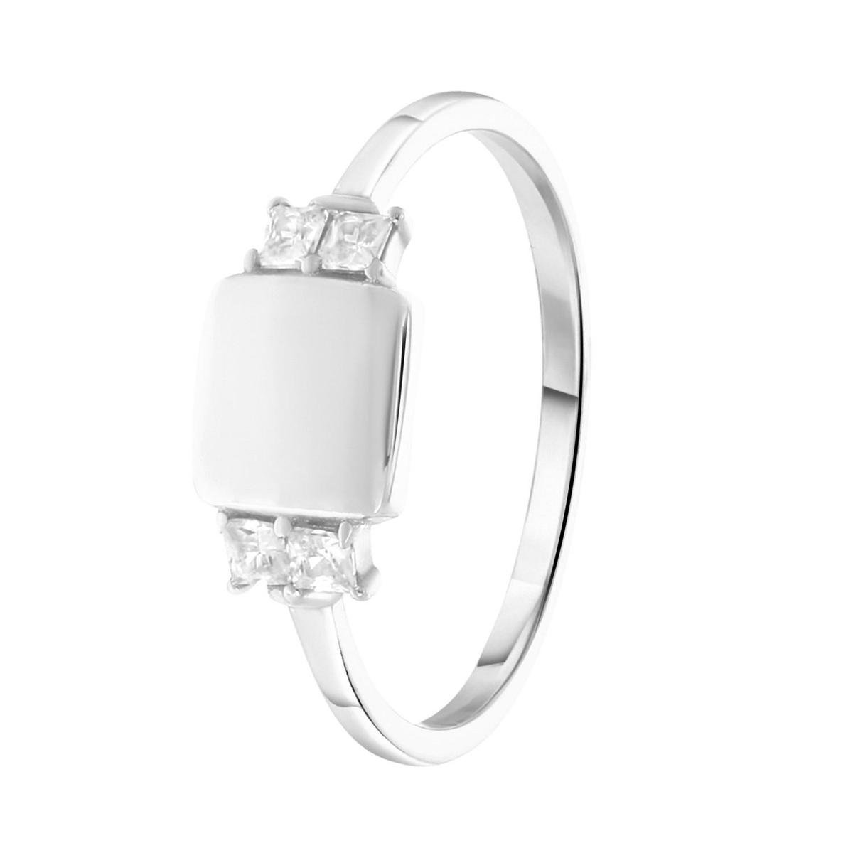 Lucardi - Dames Goldplated ring vierkant zirkonia - Ring - Cadeau - Echt Zilver - Zïlverkleurig - Zilverkleurig