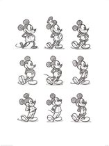 Pyramid Mickey Mouse Sketched Multi Kunstdruk 60x80cm Poster - 60x80cm
