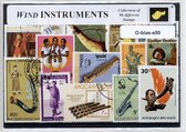 Blaasinstrumenten – Luxe postzegel pakket (A6 formaat) : collectie van 50 verschillende postzegels. Kan als ansichtkaart in A6 envelop - authentiek cadeau - kado - geschenk - kaart