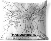 Coussin d'extérieur résistant aux intempéries - Carte - Hardenberg - Zwart - Wit - 50x50 cm