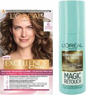 L'Oréal Excellence Creme 6 Donker Blond + Magic Retouch Uitgroeispray Donkerblond 75 ml Pakket