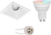 Mi-Light MiBoxer - LED Spot Set GU10 - Smart LED - Wifi LED - Slimme LED - 4W - RGB+CCT - Aanpasbare Kleur - Dimbaar - Pragmi Zano Pro - Inbouw Vierkant - Mat Wit - Kantelbaar - 93mm - BSE