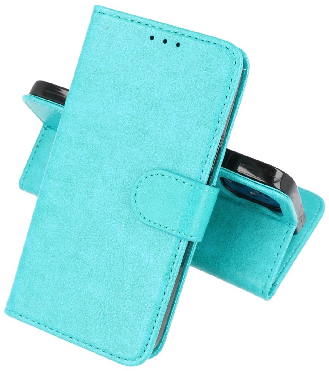 Hoesje Geschikt voor iPhone 12 Mini - Kaarthouder Book Case Telefoonhoesje - Groen
