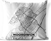 Buitenkussen - Kaart - Noordwijk - Zwart - Wit - 45x45 cm - Weerbestendig