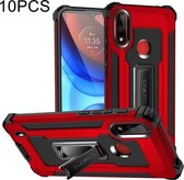 Voor Motorola Moto E7 Power 2021 10 PCS Knight Jazz PC + TPU Schokbestendige beschermhoes met opvouwbare houder (rood)