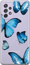 Samsung A72 transparant hoesje - Vlinders | Samsung A72 case | blauw | Casimoda