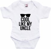 Cool like my uncle tekst baby rompertje wit jongens en meisjes - Cadeau oom rompertje - Babykleding 92 (18-24 maanden)