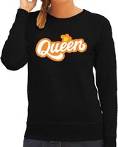 Queen Koningsdag sweater - zwart - dames -  koningin / kleding / outfit / trui L