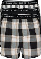 Calvin Klein Woven Boxers Slim Fit (3-pack) - wijde boxers katoen - zwart en geruit -  Maat: XL