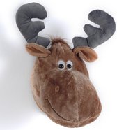Wandtrofee voor kinderkamer met elandskop pluche in bruin en grijs