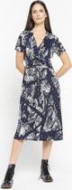 LOLALIZA Halflange jurk met metallic details - Marine Blauw - Maat 46