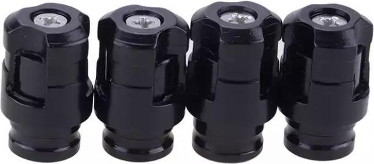 TT-products ventieldoppen Screw-on Black aluminium 4 stuks zwart