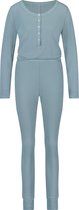 Hunkemöller Dames Nachtmode Pyjama Waffle Placket  - Blauw - maat L