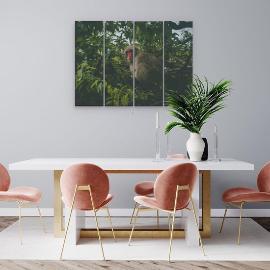 Artaza Peinture sur Toile Quadriptyque Singe Dans L'arbre Parmi Les Feuilles - 80x60 - Photo sur Toile - Impression sur Toile