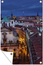 Muurdecoratie Praag - Nacht - Licht - 120x180 cm - Tuinposter - Tuindoek - Buitenposter