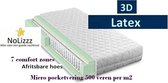 Aloe Vera - Eenpersoons Matras 3D MICROPOCKET LATEX 7 ZONE 23 CM - Gemiddeld ligcomfort - 90x210/23