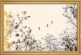 JUNIQE - Poster met houten lijst London Park -40x60 /Geel & Ivoor