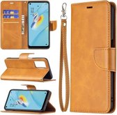 Voor OPPO A54 4G/5G Retro Lamsvacht Textuur Pure Kleur Horizontale Flip PU Lederen Case met Houder & Kaartsleuven & Portemonnee & Lanyard (Geel)