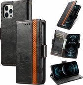 CaseNeo Business Splicing Dual Magnetic Buckle Horizontal Flip PU lederen tas met houder & kaartsleuven & portemonnee voor iPhone 13 Pro Max (zwart)