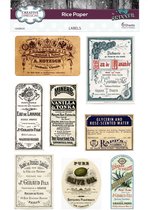 Creative Expressions Rijstpapier hobby - Vintage etiketten - Pak van 6 vellen met 3 designs - A4