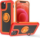 Crystal PC + TPU schokbestendig hoesje met 360 graden roterende ringhouder voor iPhone 11 (helder rood + oranje)