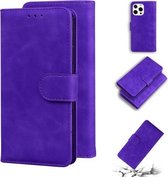 Skin Feel Pure Color Horizontale Flip Leather Case met Houder & Kaartsleuven & Portemonnee Voor iPhone 13 Pro Max (Paars)