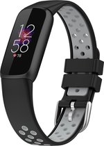 YONO Sport Air Bandje geschikt voor Fitbit Luxe - Vervangende Siliconen Armband - Zwart / Grijs