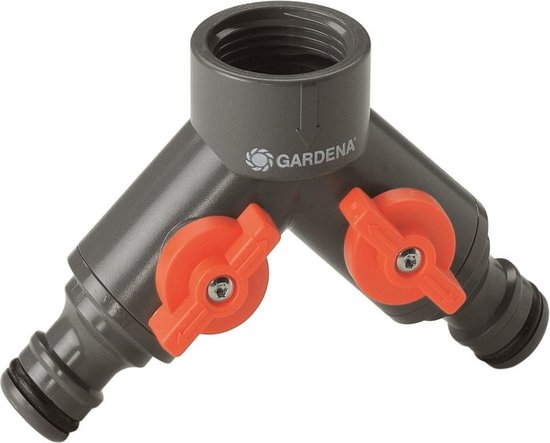 Gardena 2-weg ventiel 1″ met 2 regelbare uitgangen voor tuinbesproeiing en wateraansluiting