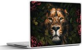 Laptop sticker - 11.6 inch - Jungle - Leeuw - Bloemen - Planten - 30x21cm - Laptopstickers - Laptop skin - Cover