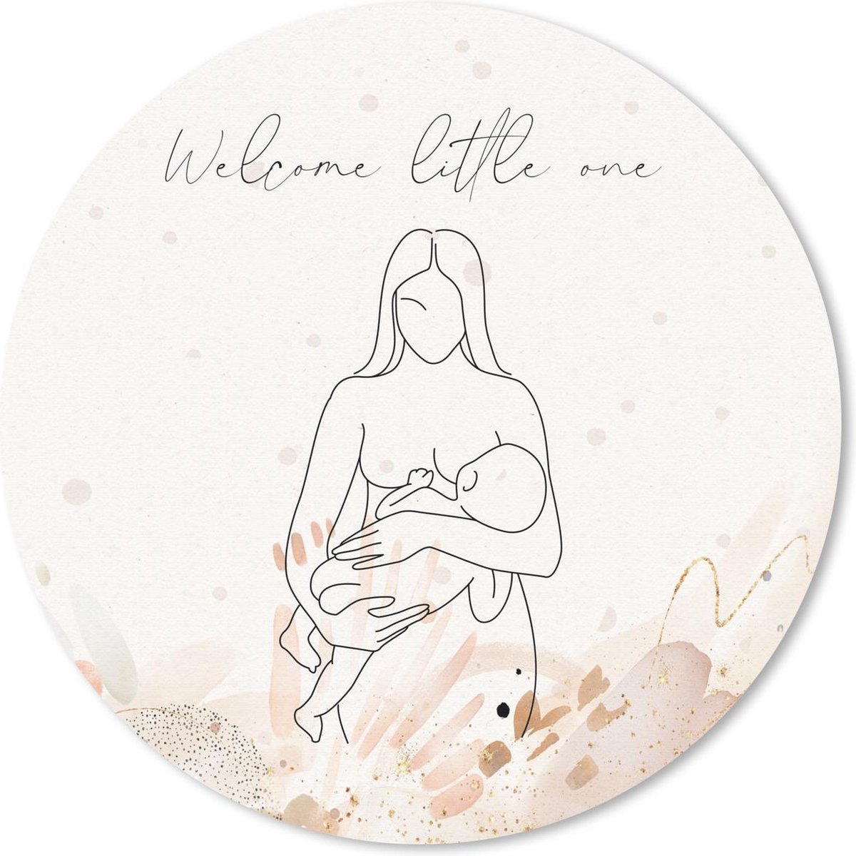 Muismat rond 20x20 cm - Mousepad Baby - Welcome little one - Quotes - Mama - Spreuken - Ronde muismatten