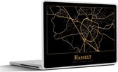 Laptop sticker - 10.1 inch - Kaart - Hasselt - Zwart - Goud - 25x18cm - Laptopstickers - Laptop skin - Cover