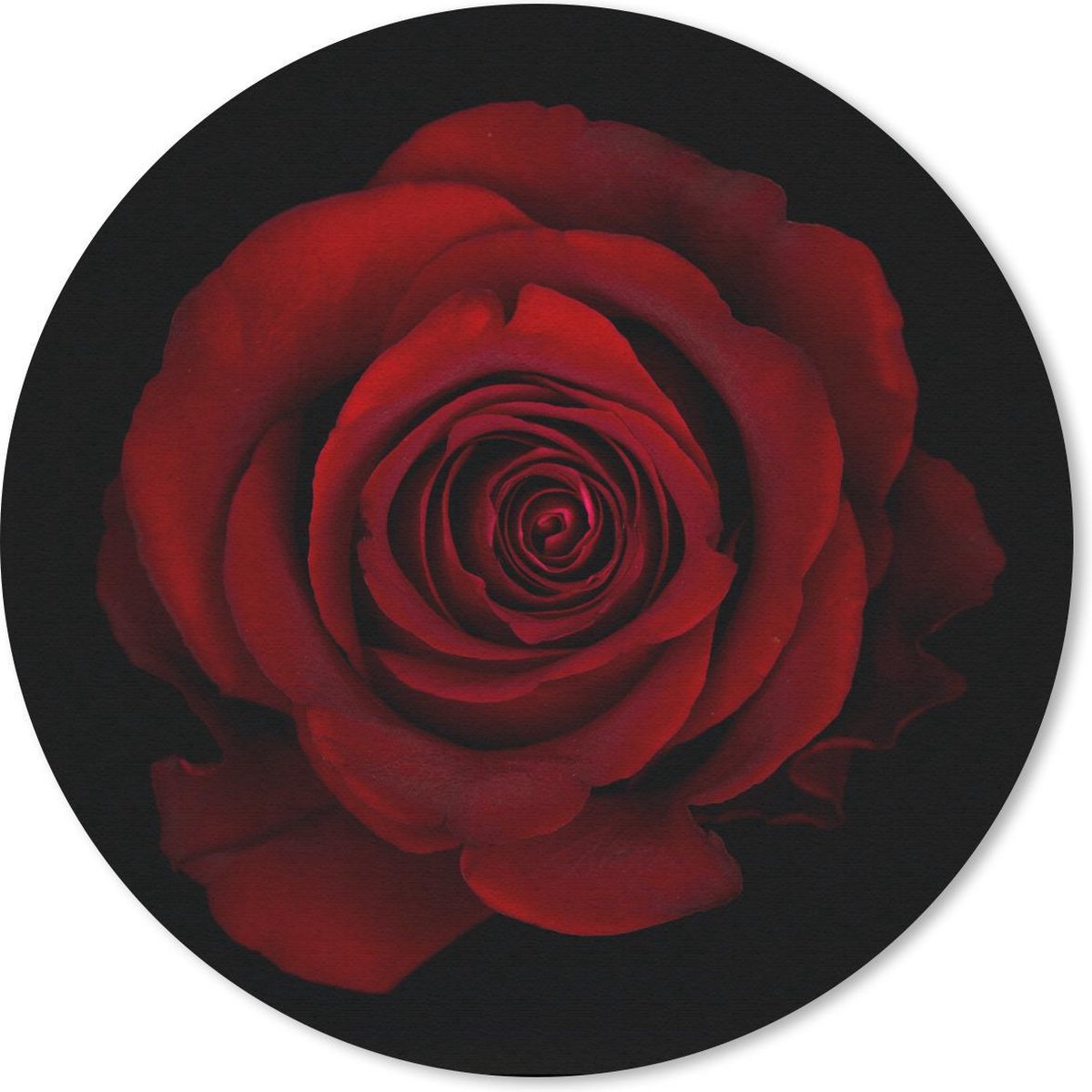 Muismat rond 20x20 cm - Mousepad Roos - Rood - Zwart - Ronde muismatten
