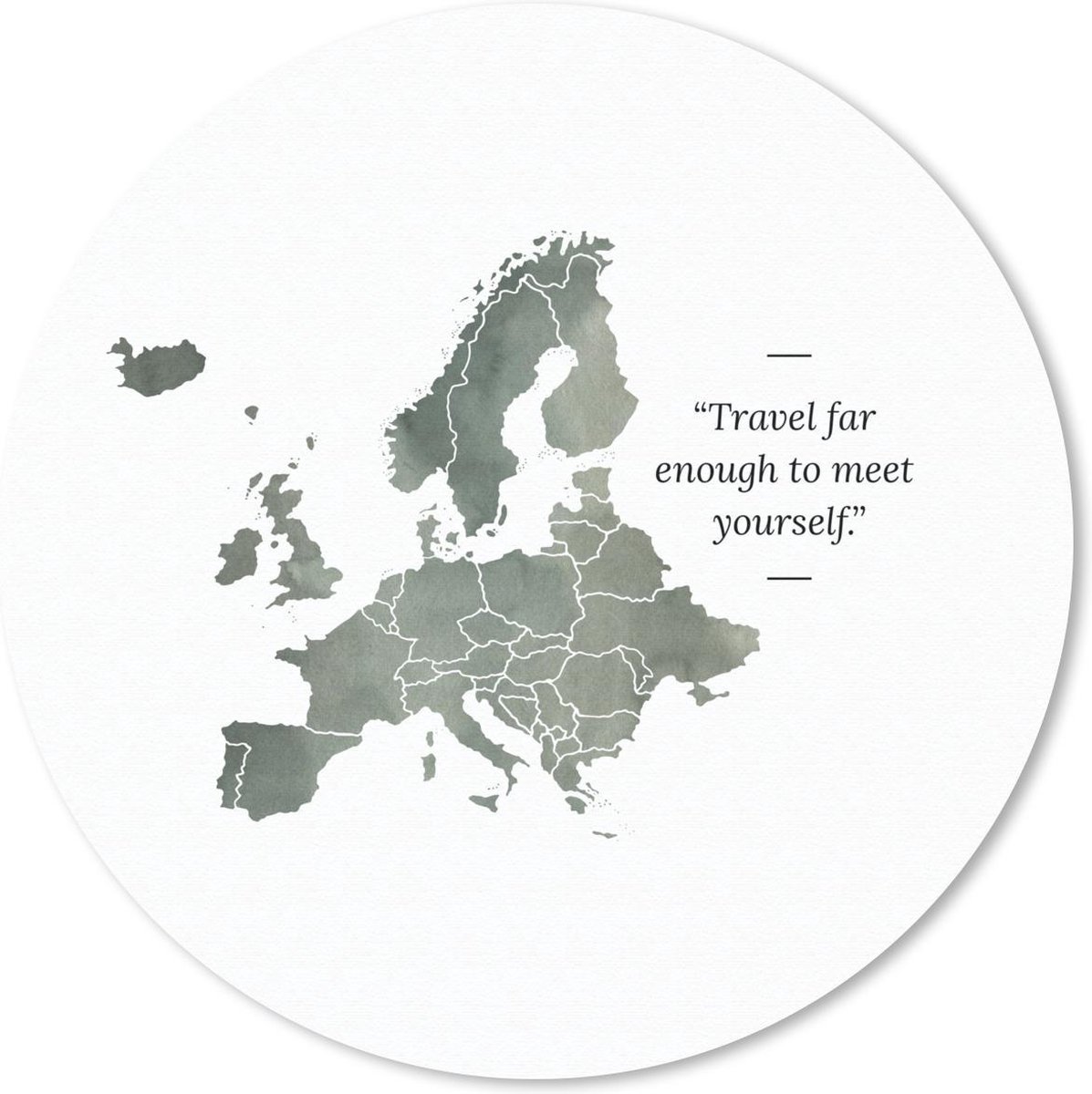 Muismat rond 20x20 cm - Mousepad Kaarten - Europa - Aquarel - Quotes - Ronde muismatten