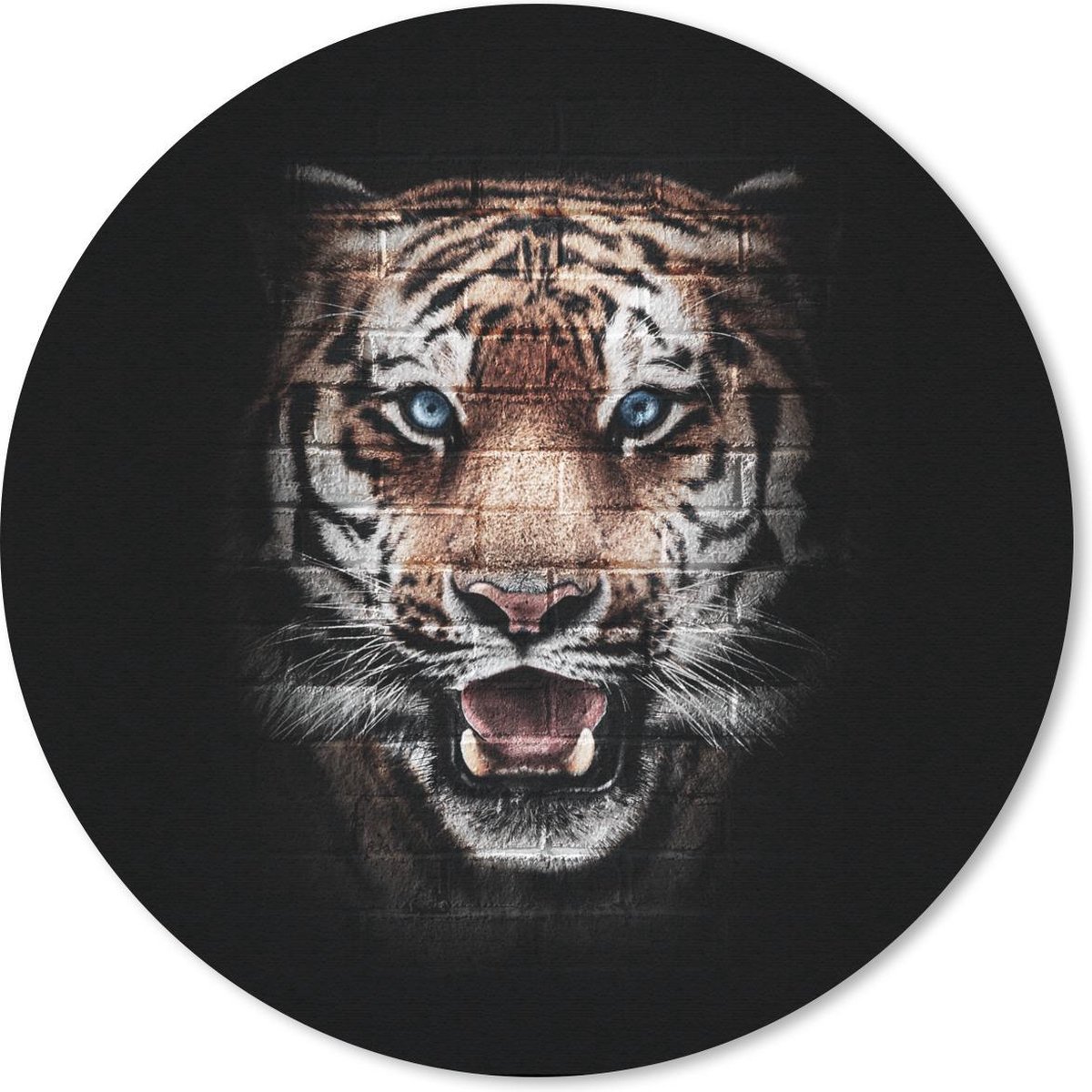 Muismat rond 20x20 cm - Mousepad Tijger - Steen - Muur - Ronde muismatten