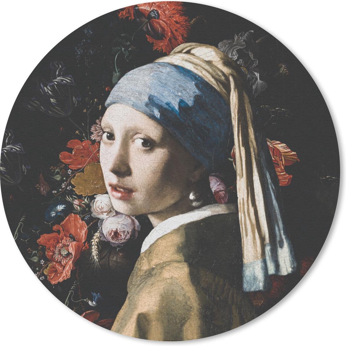 Muismat rond 30x30 cm - Mousepad Het meisje met de parel - Vermeer - Kunst - Ronde muismatten
