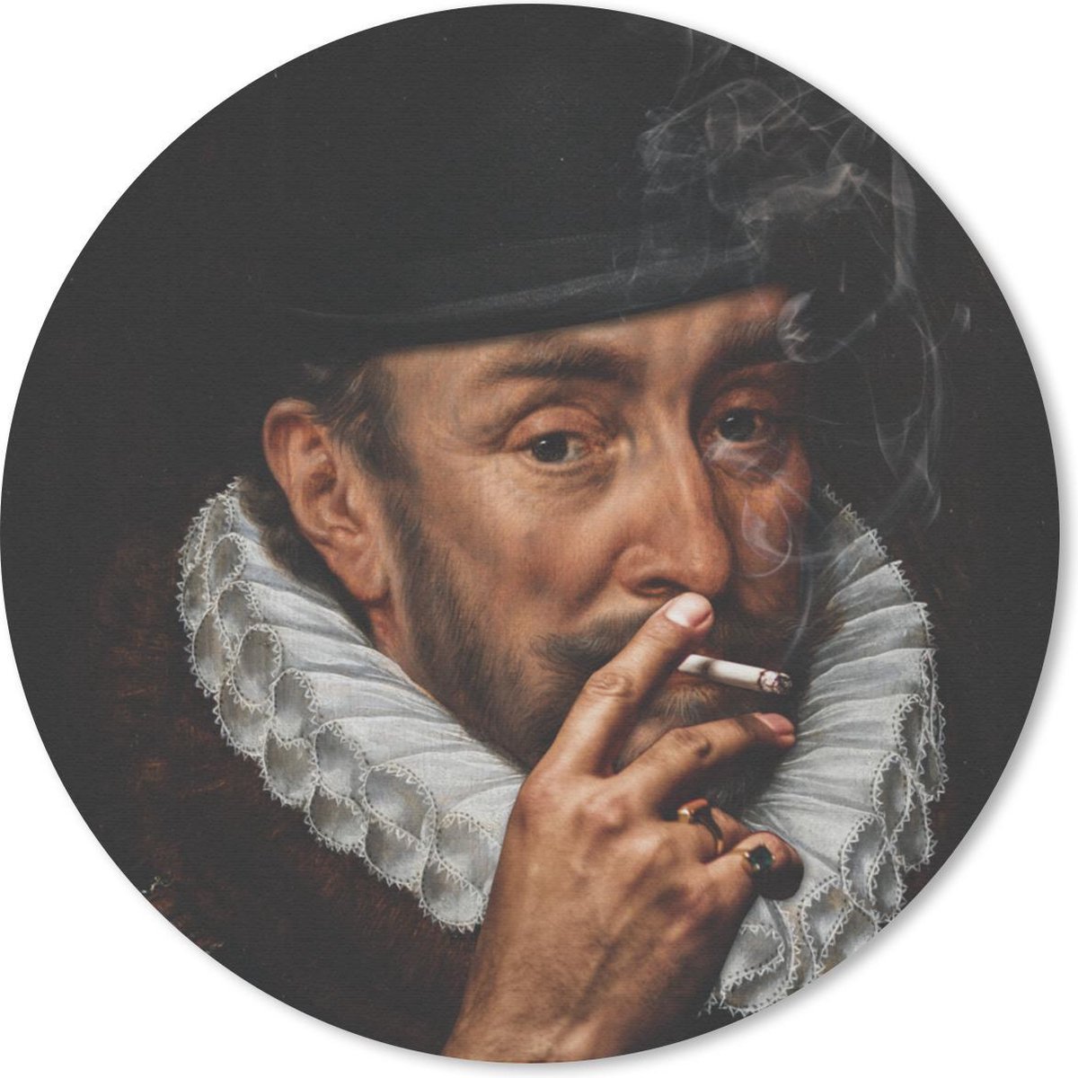 Muismat rond 30x30 cm - Mousepad Willem van Oranje - Adriaen Thomasz - Hoed - Ronde muismatten