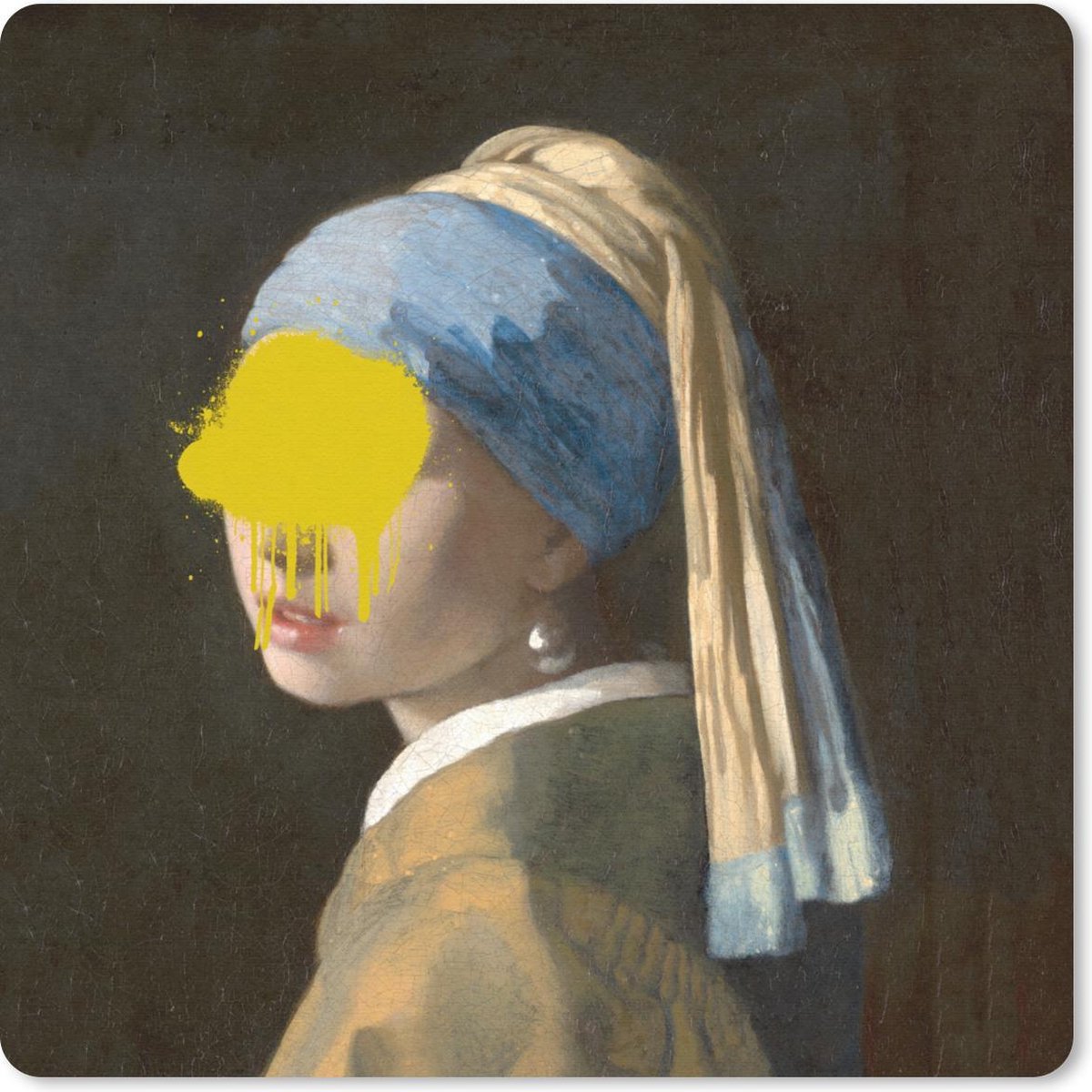 Muismat 20x20 cm - Mousepad Meisje met de parel - Vermeer - Kunst - Muismatten
