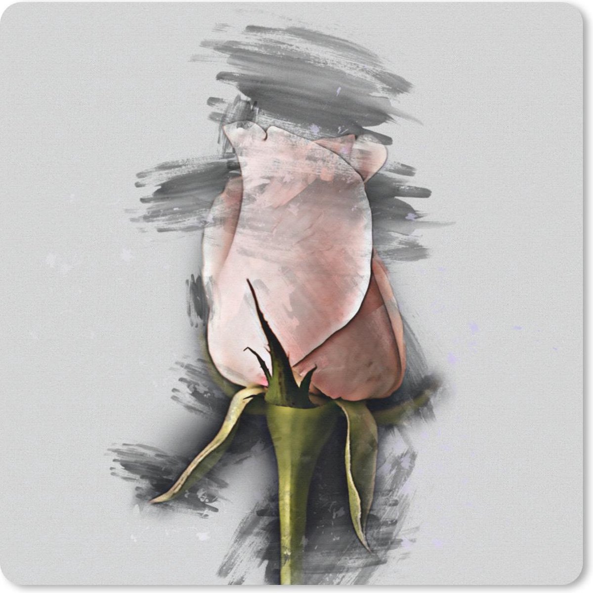Muismat 20x20 cm - Mousepad Rozen - Bloemen - Potlood - Tekening - Muismatten